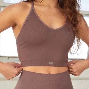SET Active Brown Ribbed Sports Set